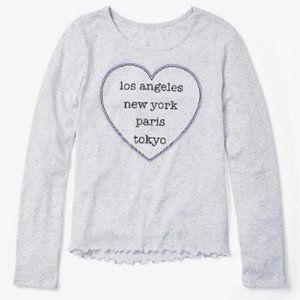 NWT Justice graphic lettuce edge long sleeve tee